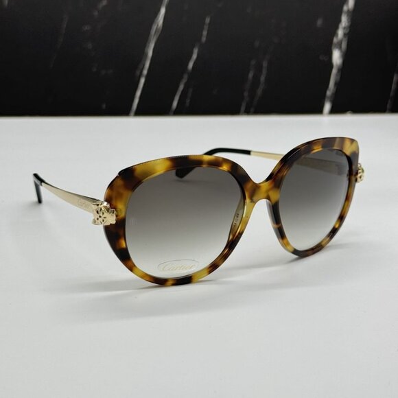 NEW CARTIER CT0064S 002 WOMEN HAVANA GOLD ROUND SUNGLASSES CARTIER CT0064S main image 11